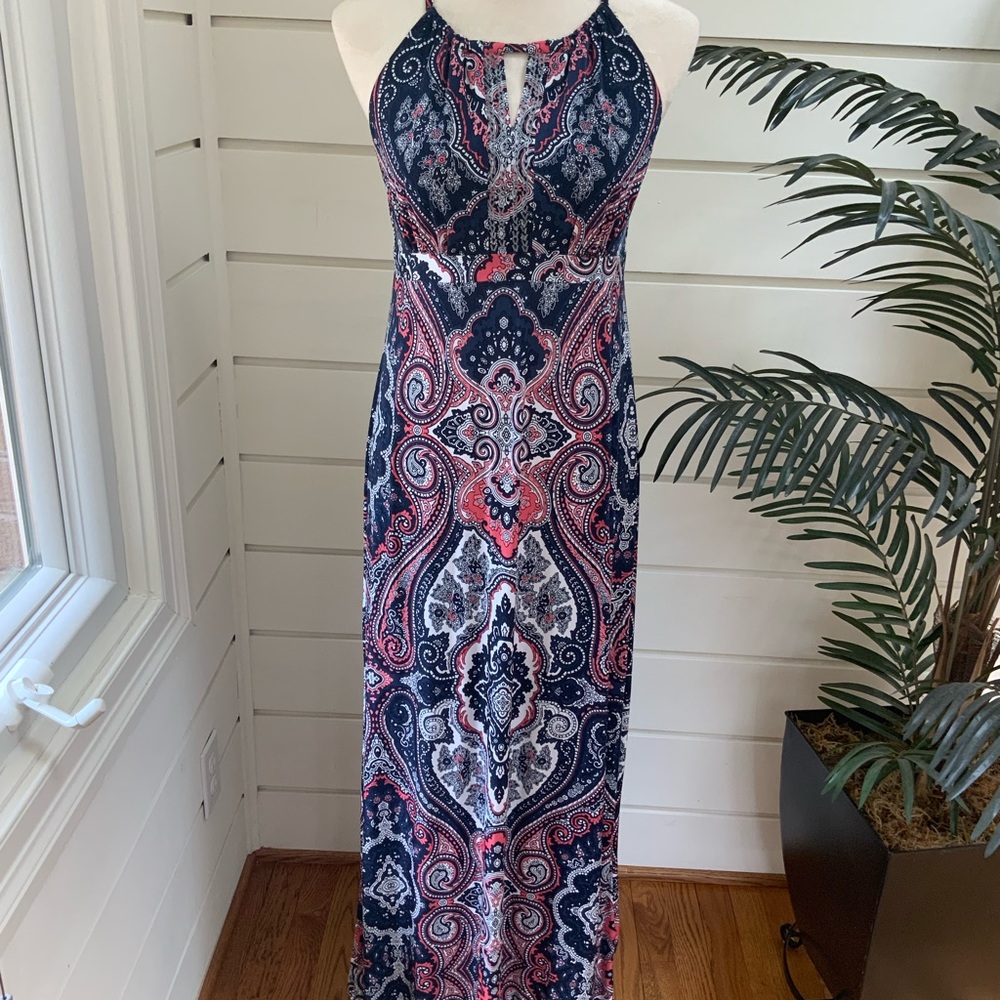 INC International Concepts Blue Print Maxi Dress Size P/L